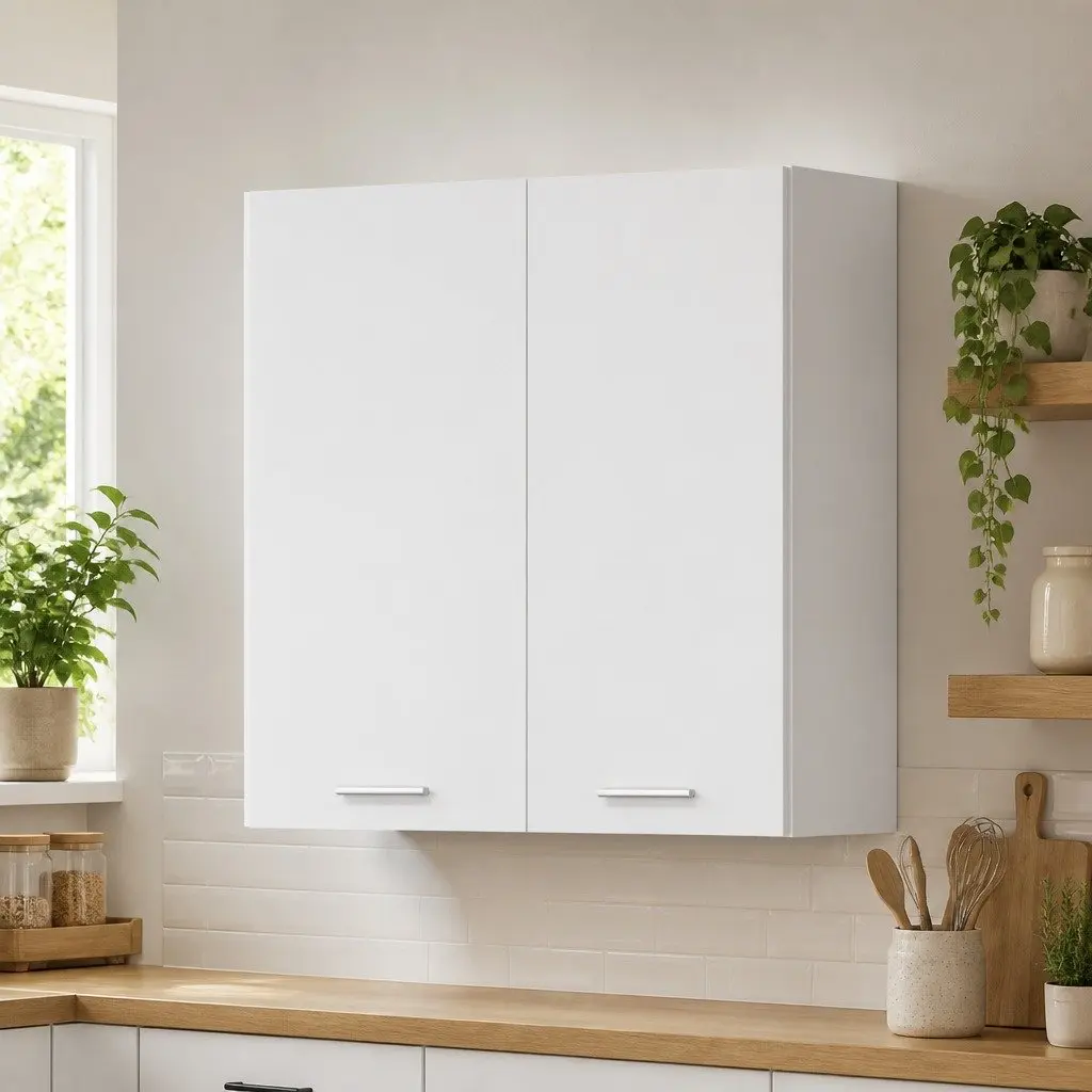Hanging Kitchen Cabinet Wall-Mounted Storage 60cm White Engineered Wood Shelves