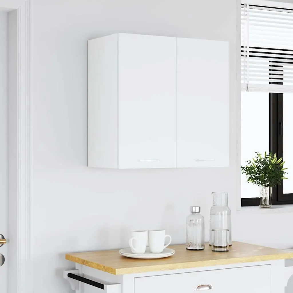 Hanging Kitchen Cabinet Wall-Mounted Storage 60cm White Engineered Wood Shelves