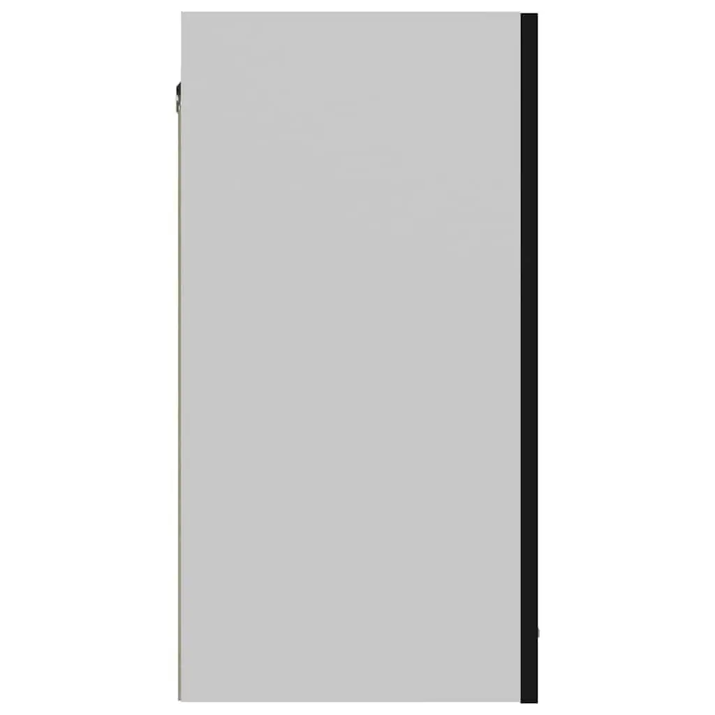 Hanging Kitchen Cabinet Black Storage Cupboard Engineered Wood Two Doors Shelves