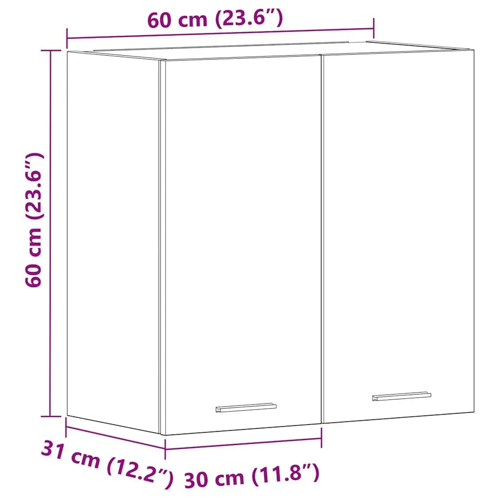 Hanging Kitchen Cabinet Grey Storage Shelves Engineered Wood Organiser Unit