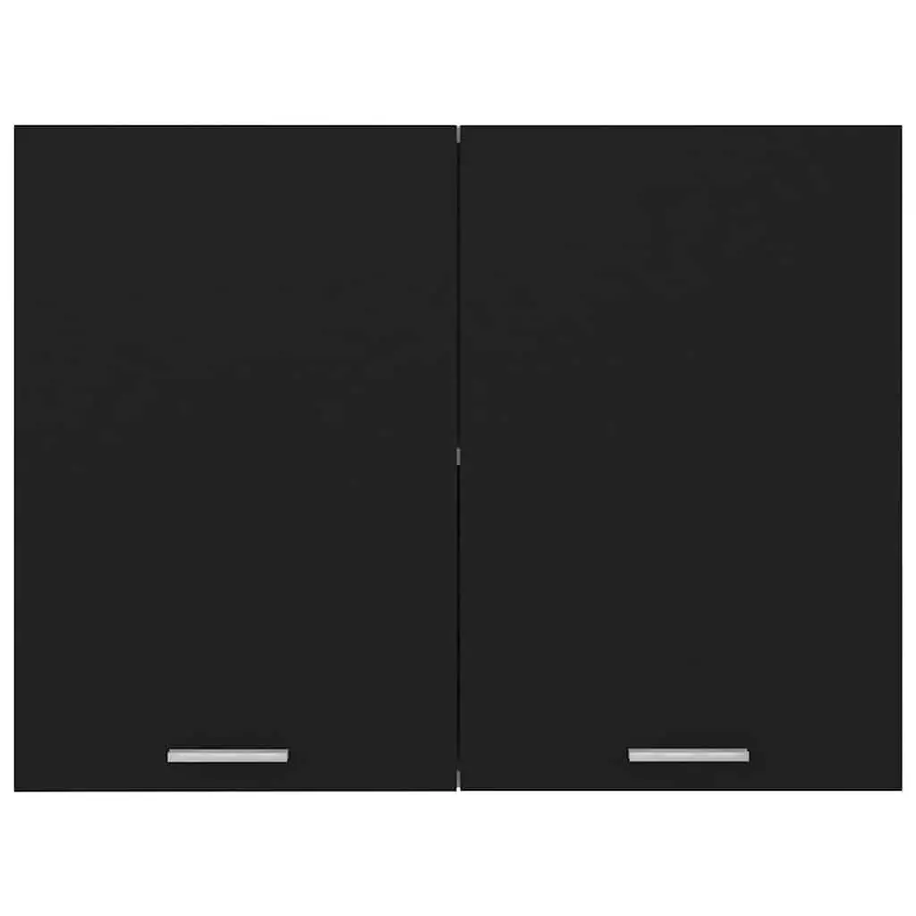 Hanging Kitchen Cabinet Black Storage Cupboard Two Shelves Doors Engineered Wood