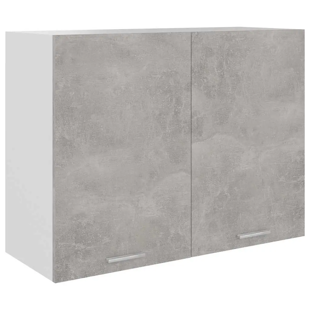 Hanging Cabinet Kitchen Storage Unit Grey Engineered Wood Two Doors Shelves