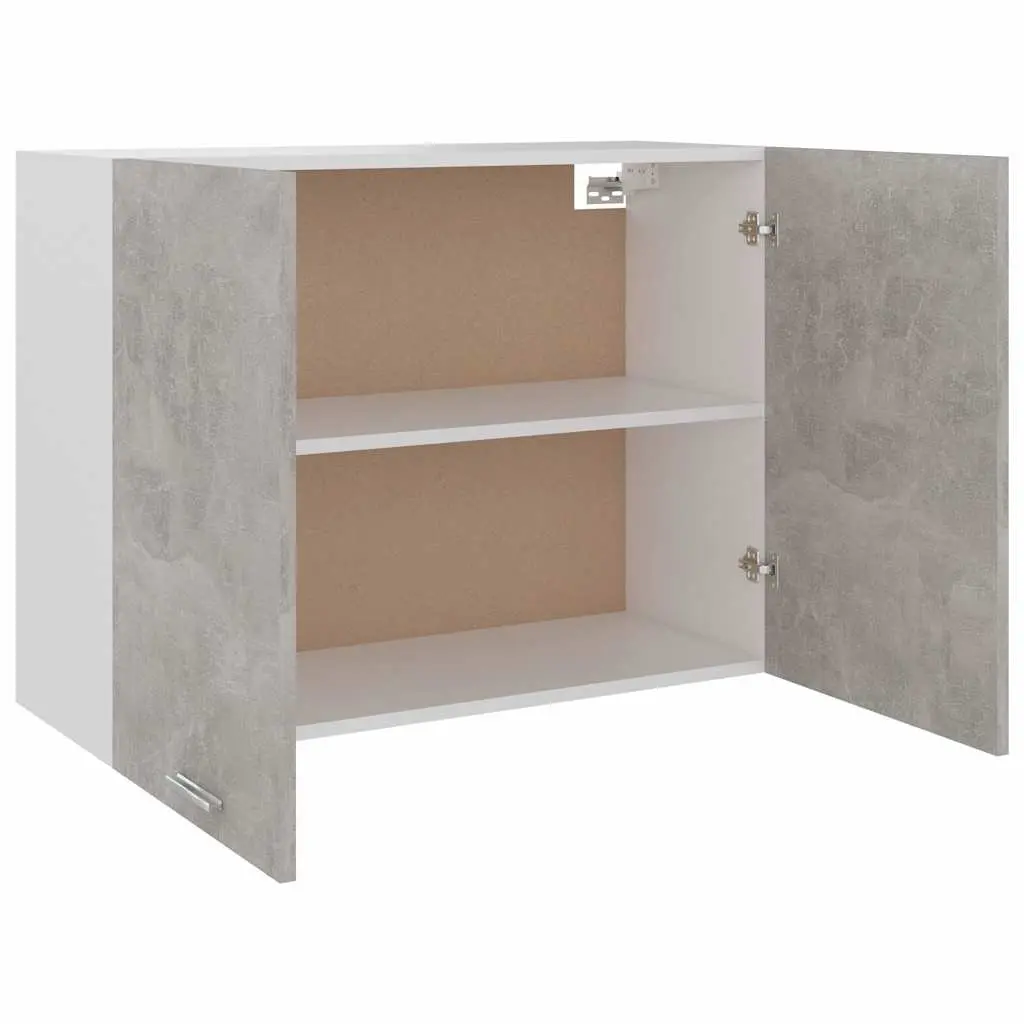 Hanging Cabinet Kitchen Storage Unit Grey Engineered Wood Two Doors Shelves