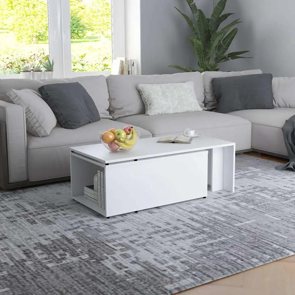 Coffee Table White 150x50x35 cm Engineered Wood Accent Side Table