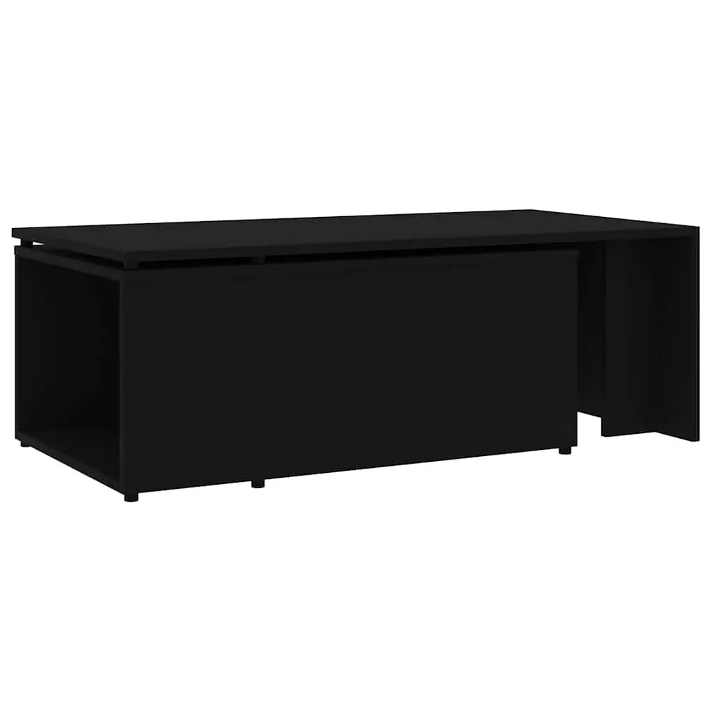 Coffee Table Black Engineered Wood Accent Living Room Furniture 150W x 50D x 35H cm