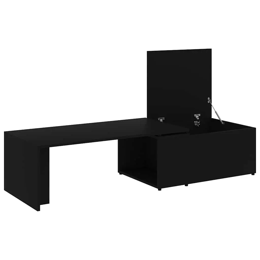 Coffee Table Black Engineered Wood Accent Living Room Furniture 150W x 50D x 35H cm