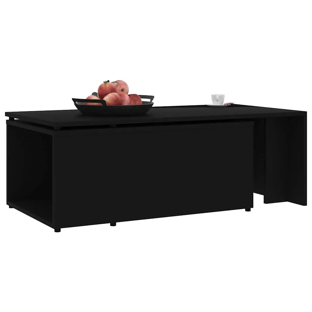 Coffee Table Black Engineered Wood Accent Living Room Furniture 150W x 50D x 35H cm