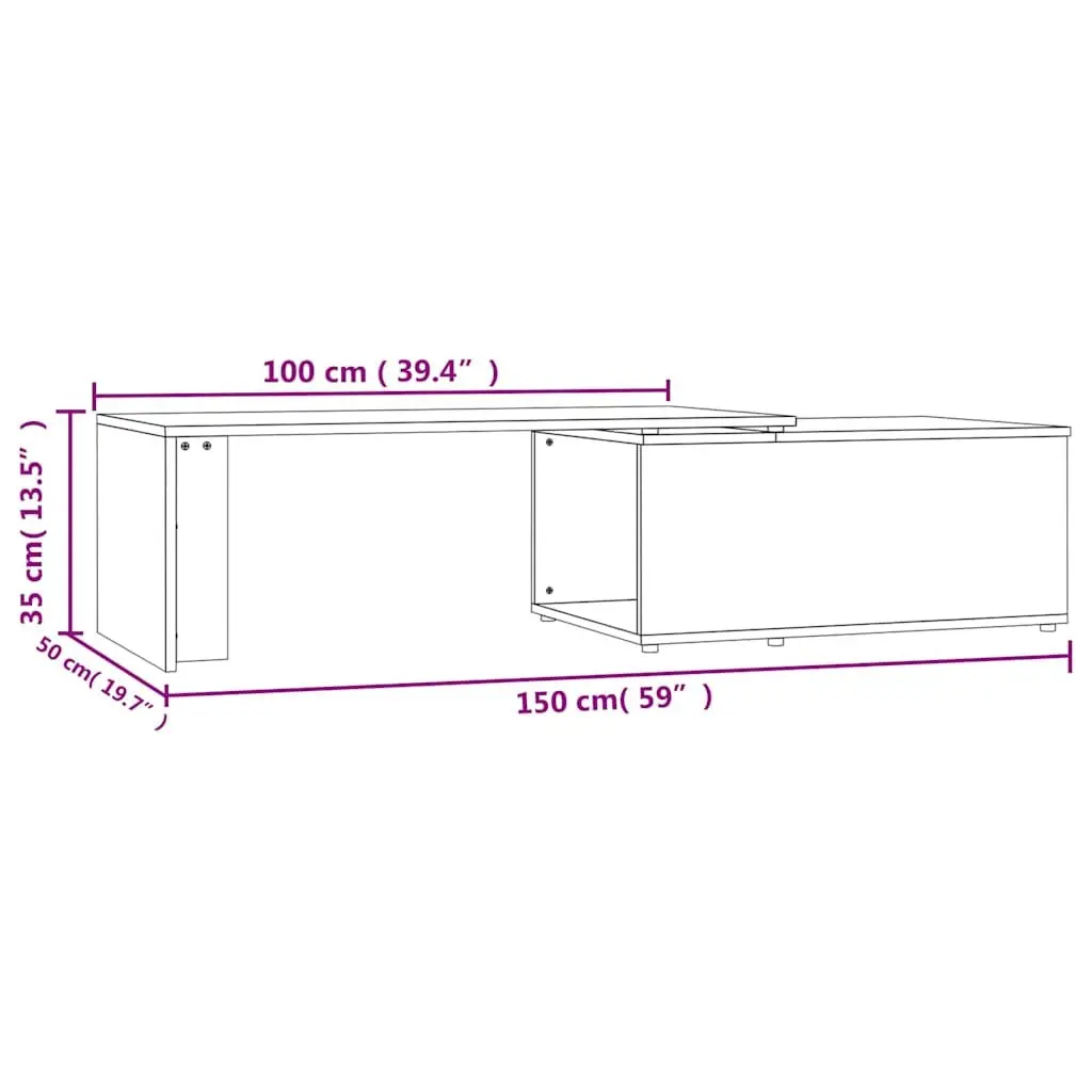 Coffee Table Brown Engineered Wood Living Room Furniture 150x50x35cm