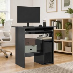 Office Desk High Gloss Grey Computer Workstation Study Table with Keyboard Tray