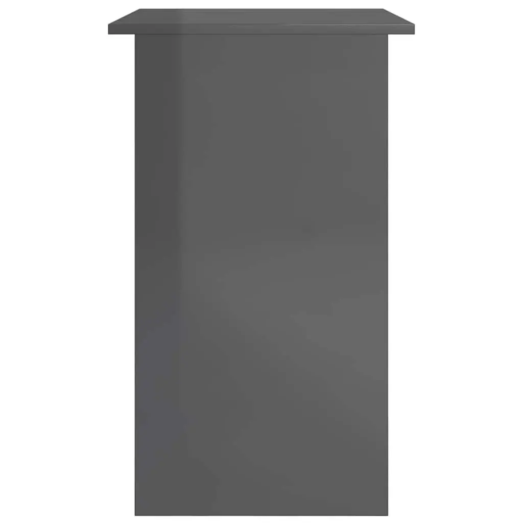 Grey Office Desk with Open Shelf and Tray