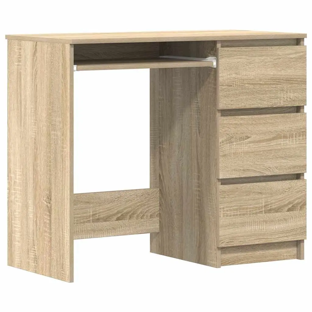 Engineered Wood Desk 90x45x76cm Brown Office Study Table with Drawer Storage