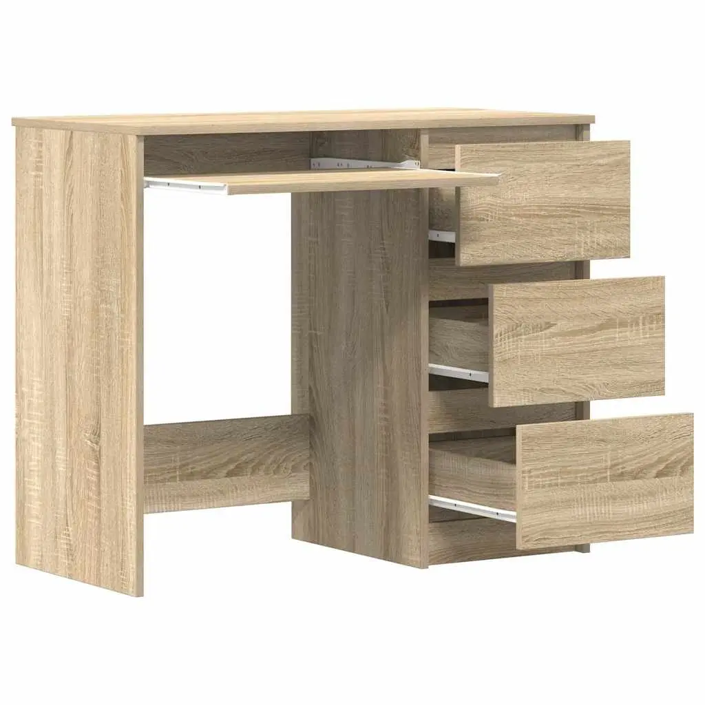 Engineered Wood Desk 90x45x76cm Brown Office Study Table with Drawer Storage