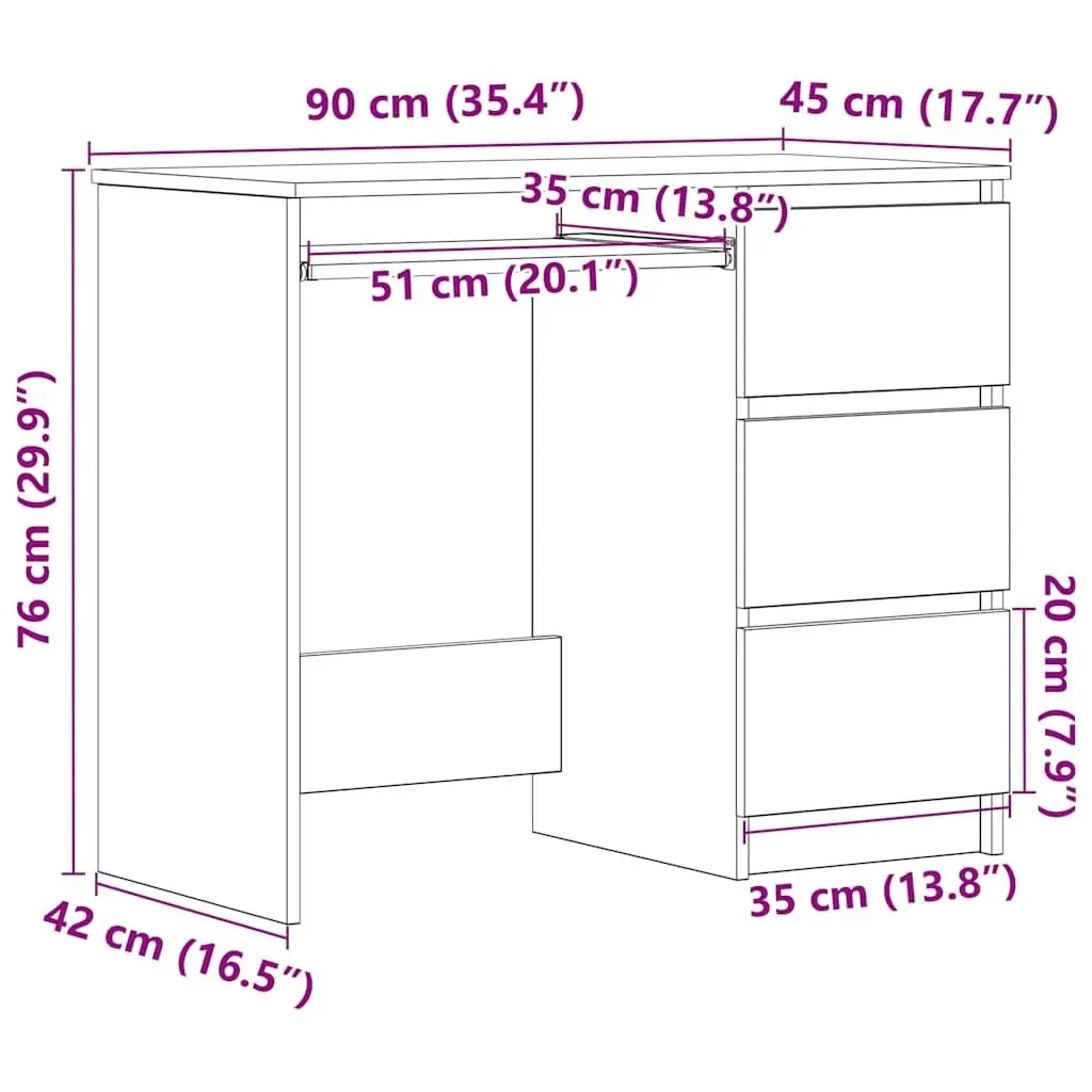 Concrete Grey Desk, 90cm