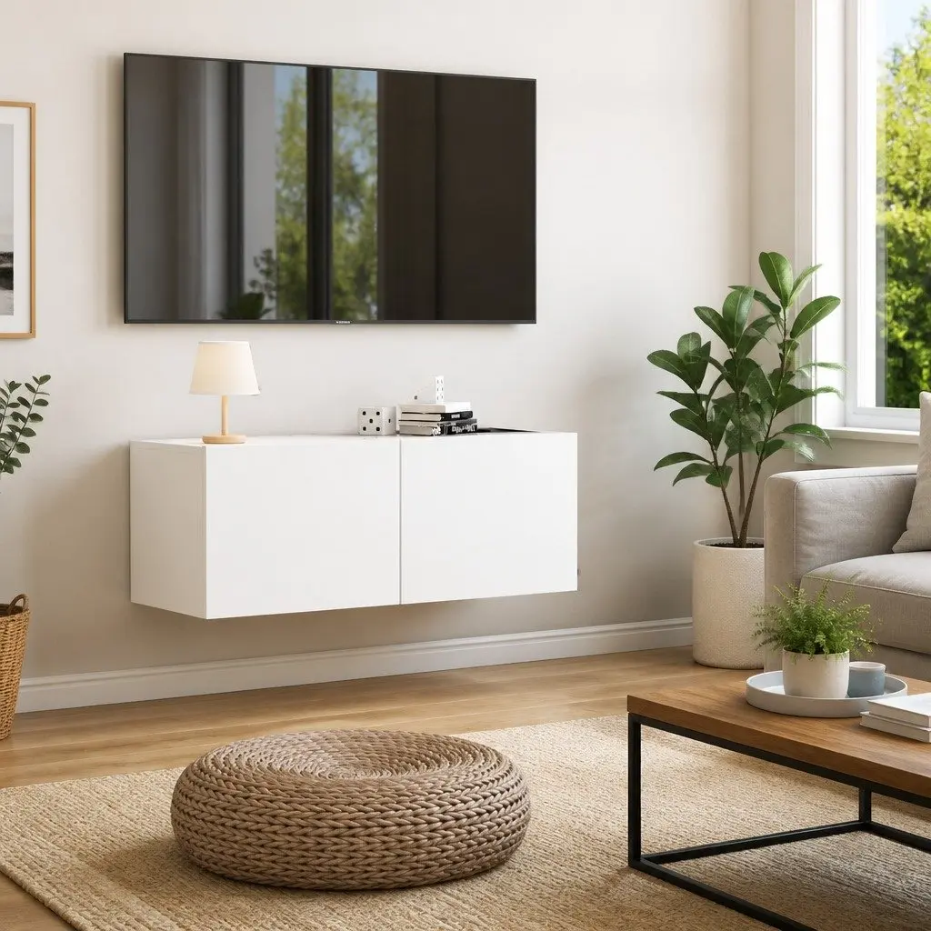 Wall Mounted TV Cabinet Storage Unit 80x30x30cm White Engineered Wood