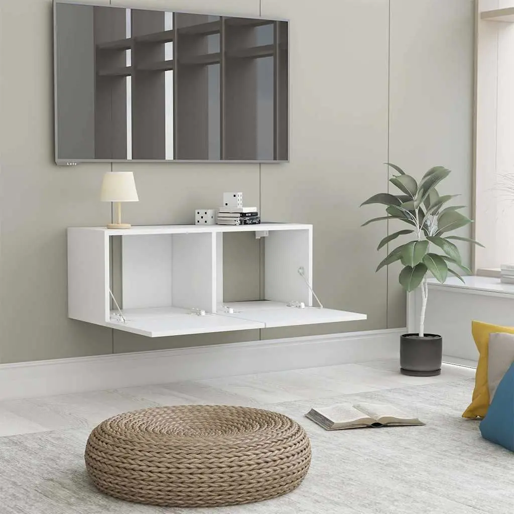 Wall Mounted TV Cabinet Storage Unit 80x30x30cm White Engineered Wood