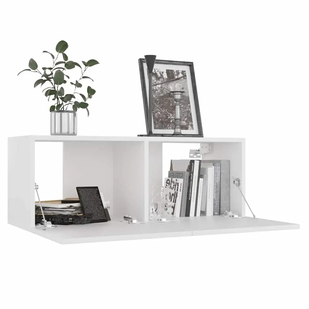 Wall Mounted TV Cabinet Storage Unit 80x30x30cm White Engineered Wood