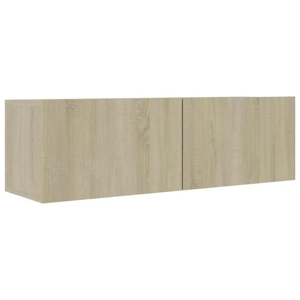TV Cabinet Brown Wall-Mounted Living Room Media Stand Storage Unit Compartments