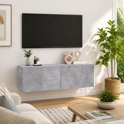 Warm and Practical Grey Wall-Mounted TV Cabinet
