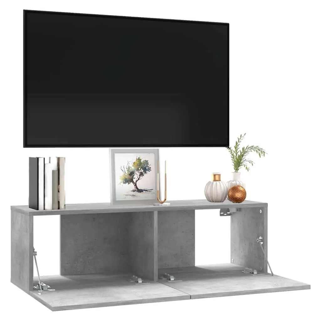Wall-Mounted TV Cabinet Storage Unit 100x30x30 cm Grey Drop-Down Doors