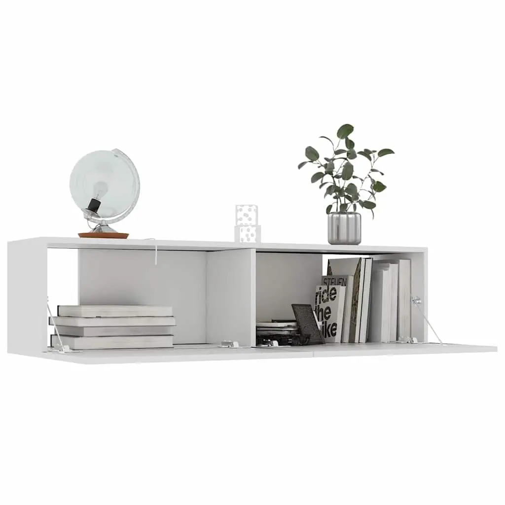 Wall-Mounted TV Cabinet Storage Unit 120x30x30 cm Drop-Down Doors White