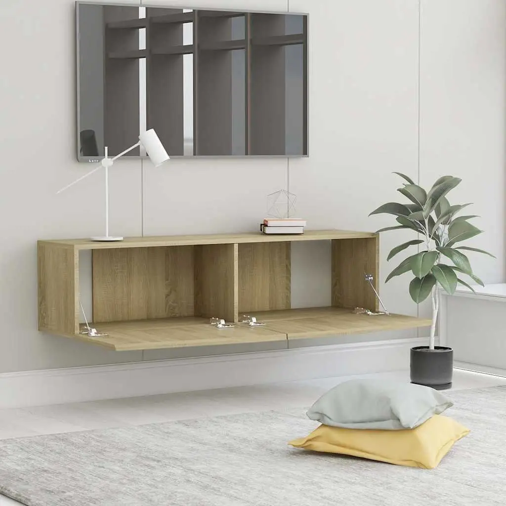 Wall-Mounted TV Cabinet Storage Unit Brown 120x30x30 cm Drop-Down Doors