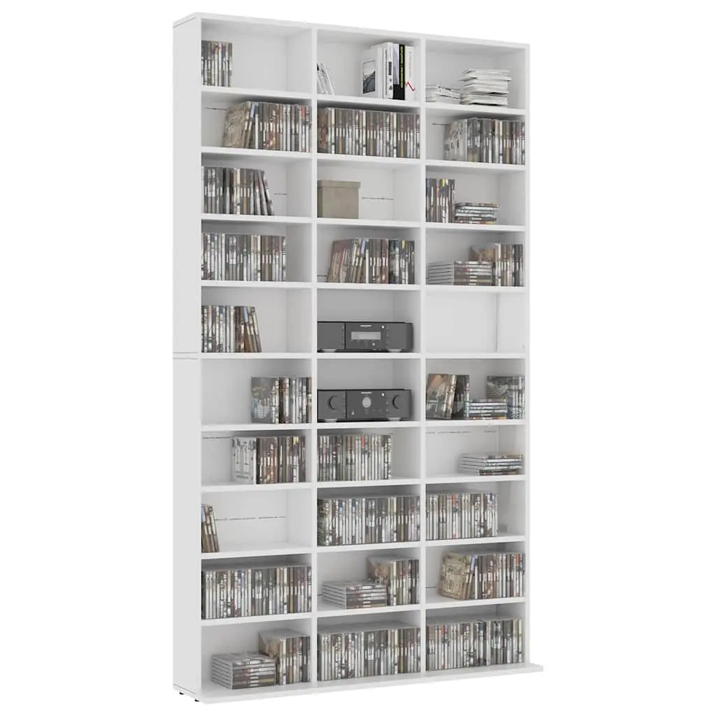 CD Cabinet Media Storage Organizer 30 Compartments White