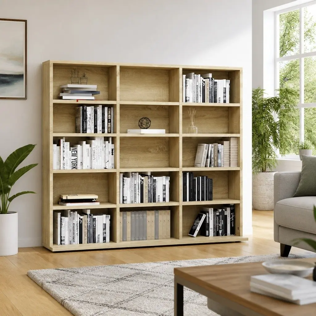 Brown CD Cabinet with 15 Open Compartments