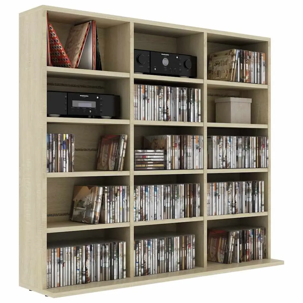 CD Cabinet Media Storage Organiser 15 Open Compartments Brown