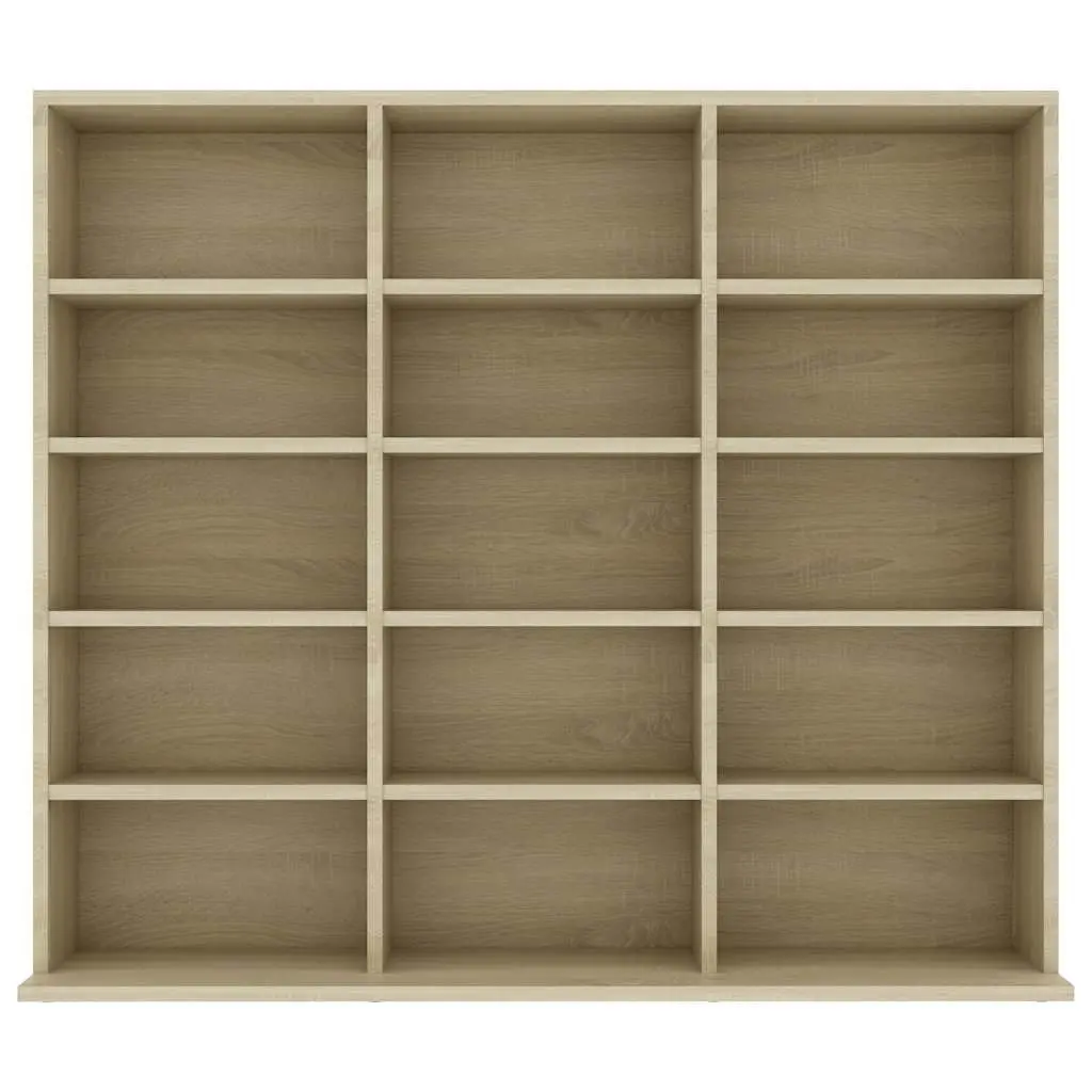 CD Cabinet Media Storage Organiser 15 Open Compartments Brown