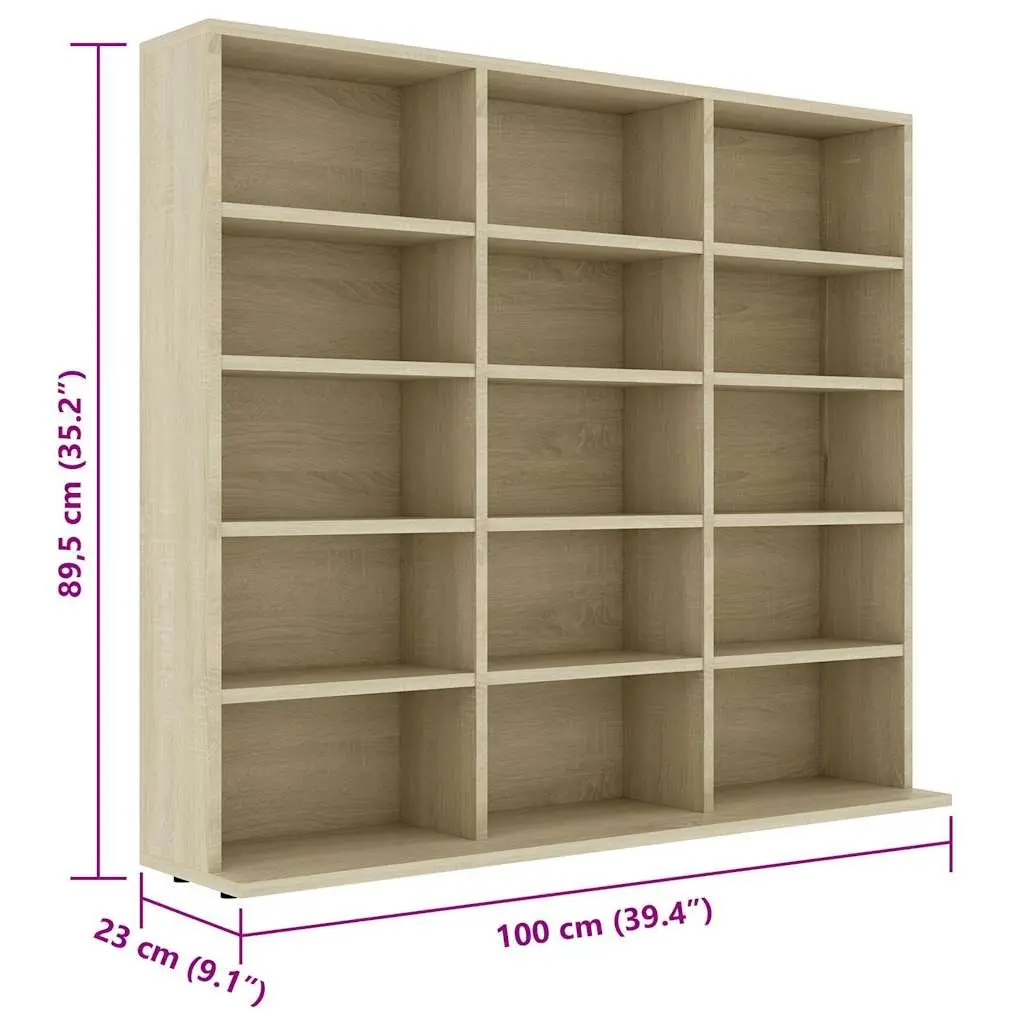 CD Cabinet Media Storage Organiser 15 Open Compartments Brown