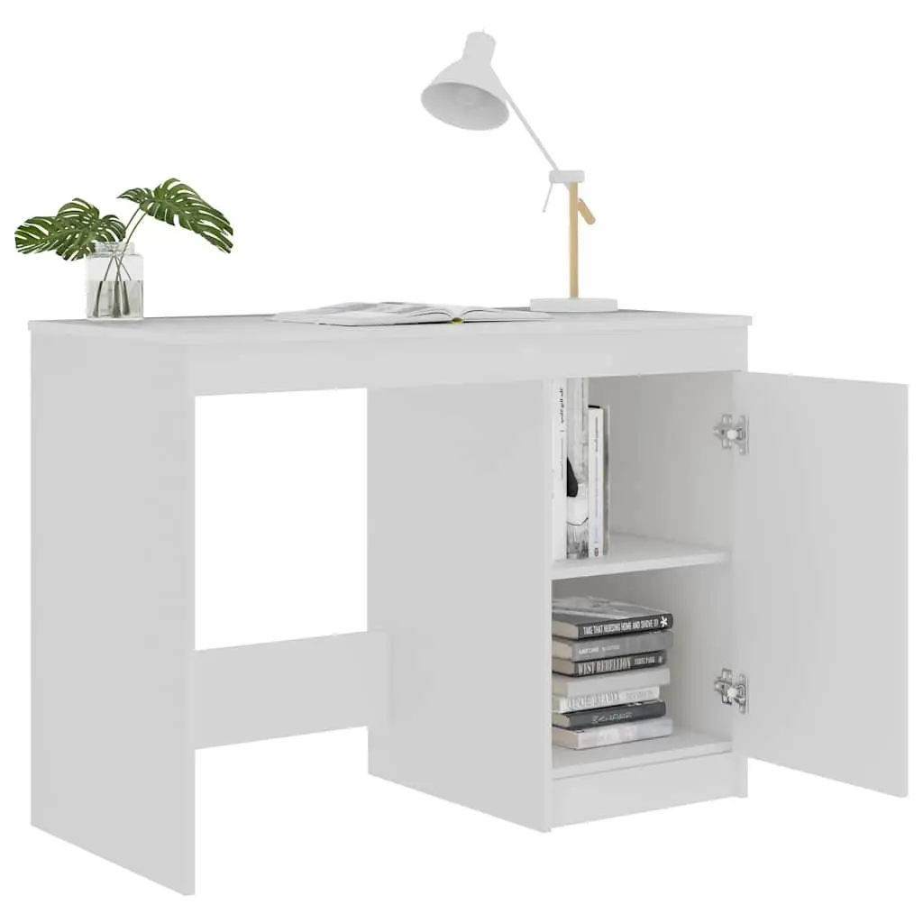 Office Desk Writing Table 100x50x76 cm White with Storage Cabinet