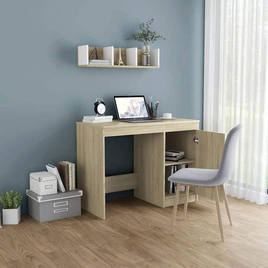 Office Desk Writing Table with Storage Cabinet 100 x 50 x 76 cm Brown