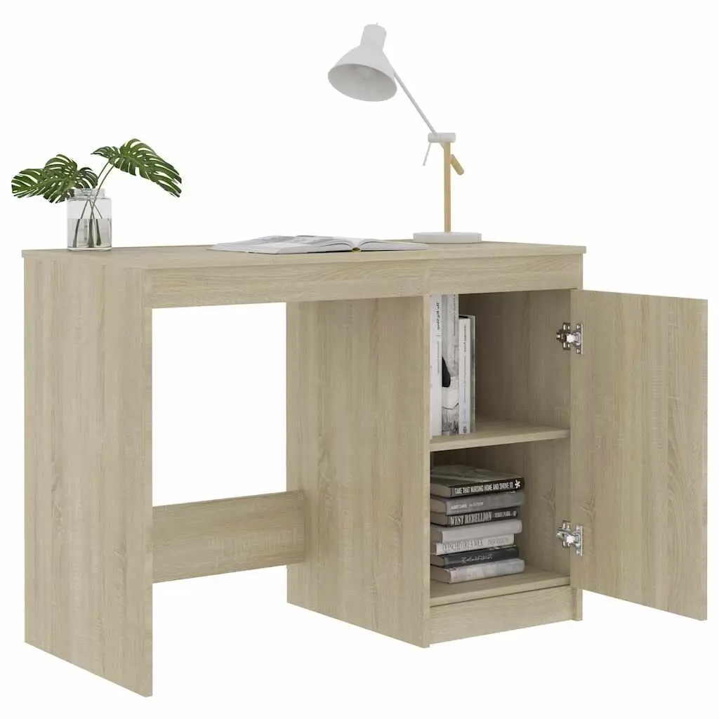 Office Desk Writing Table with Storage Cabinet 100 x 50 x 76 cm Brown