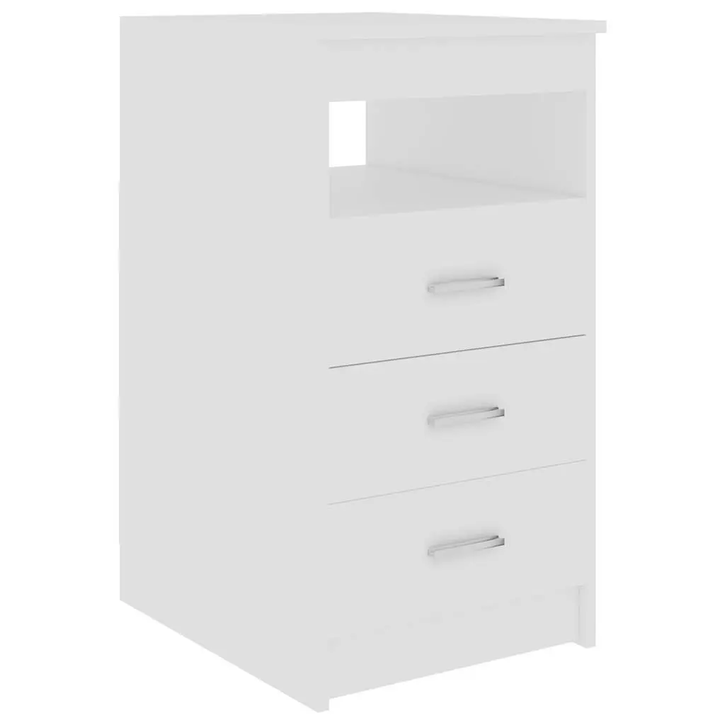 Storage Cabinet Document Organizer 3 Drawer White Engineered Wood Compact Shelf Unit