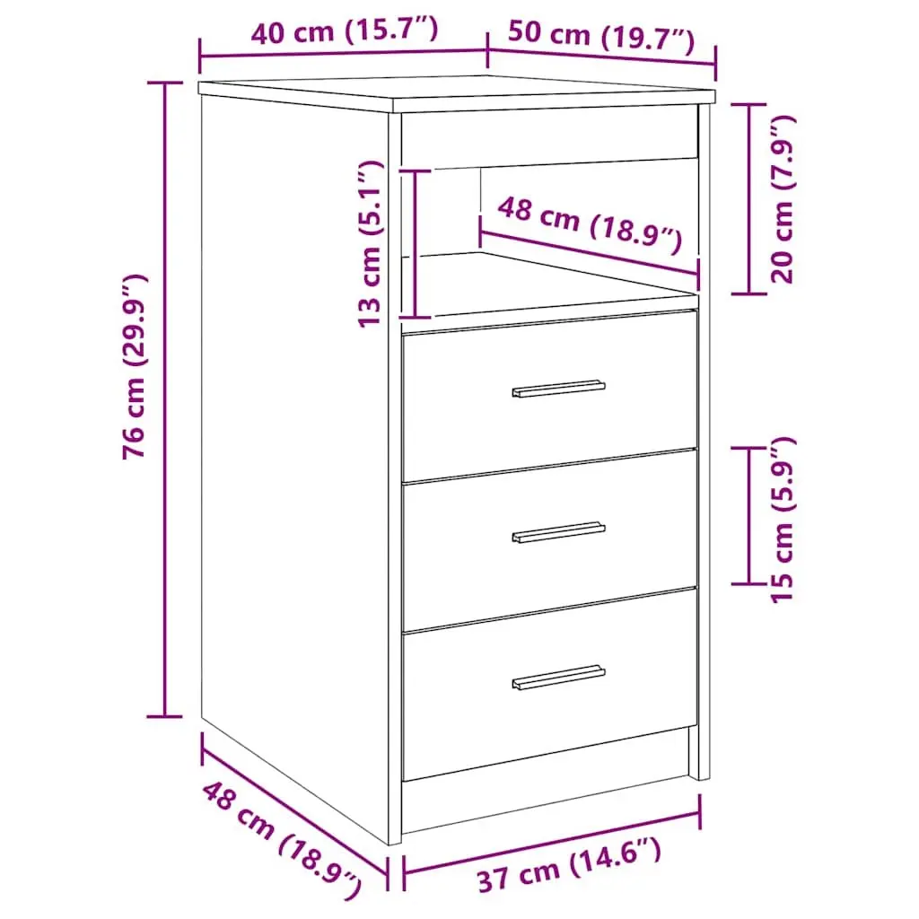 Storage Cabinet Document Organizer 3 Drawer White Engineered Wood Compact Shelf Unit