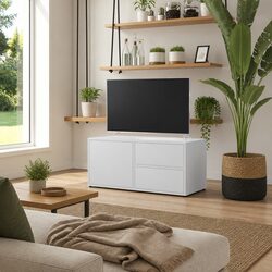 White TV Cabinet Made from Quality Engineered Wood