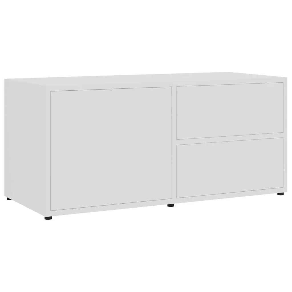 TV Cabinet Storage Unit with Drawers and Door Compartment 80W x 34D x 36H cm White Engineered Wood