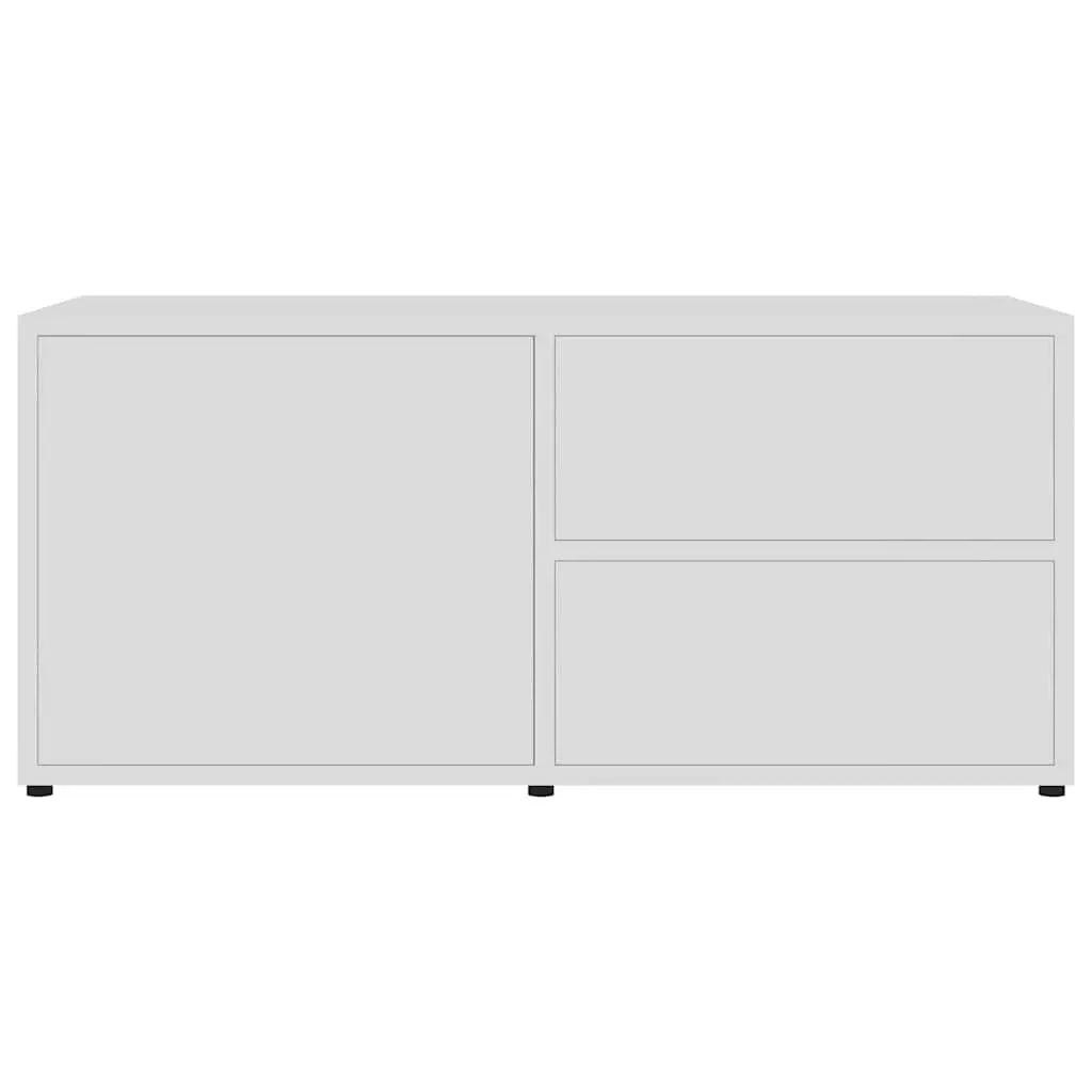 TV Cabinet Storage Unit with Drawers and Door Compartment 80W x 34D x 36H cm White Engineered Wood