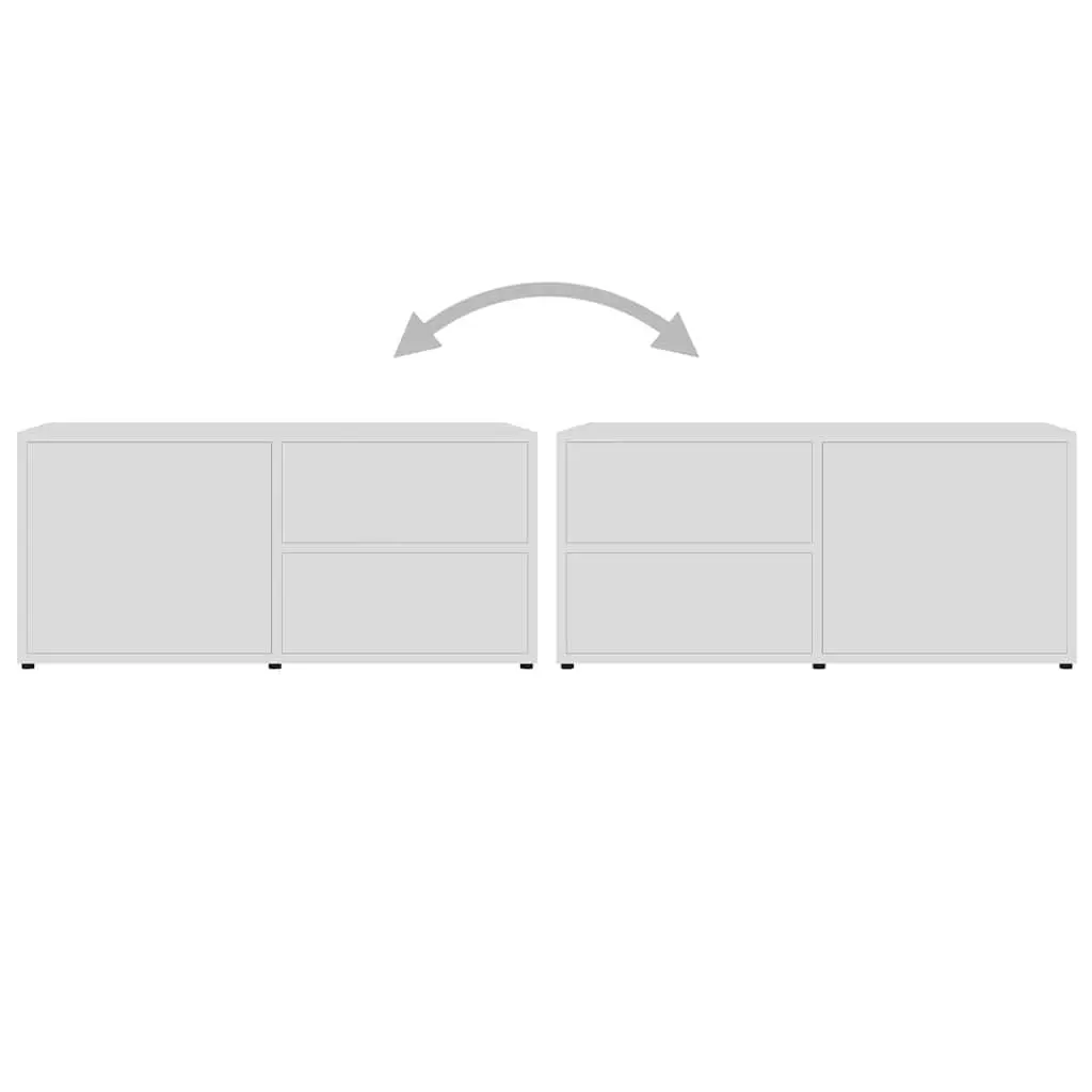 TV Cabinet Storage Unit with Drawers and Door Compartment 80W x 34D x 36H cm White Engineered Wood