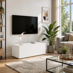 Reliable White TV Cabinet with 3 Drawers for Value