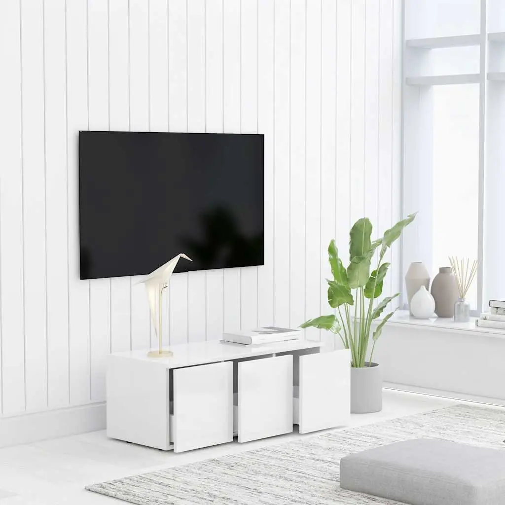 TV Cabinet Storage Unit 80x34x30 cm White with 3 Drawers for Living Room