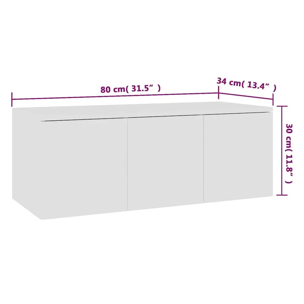 TV Cabinet Storage Unit 80x34x30 cm White with 3 Drawers for Living Room