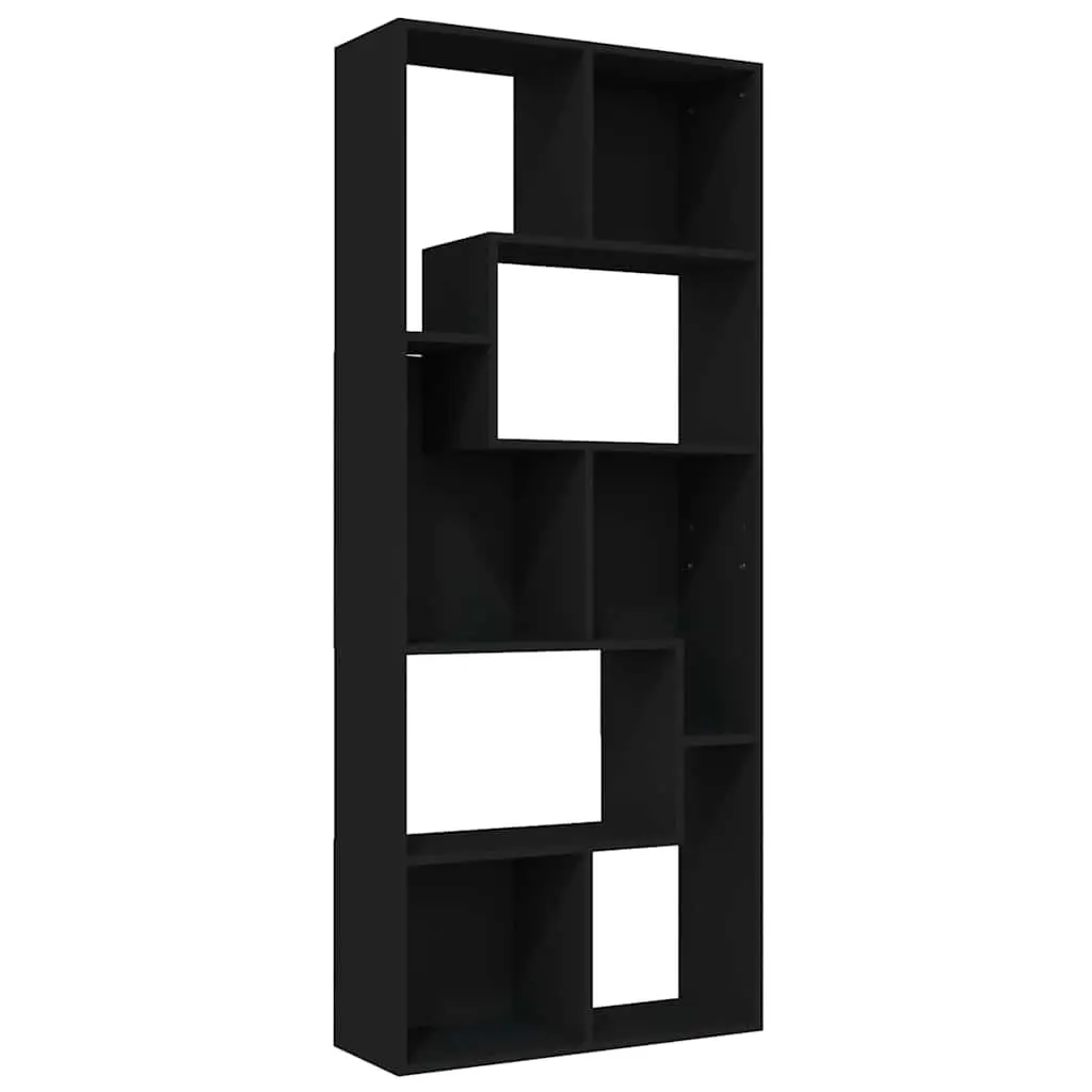 Bookcase Storage Cabinet Engineered Wood 67x24x161cm Black