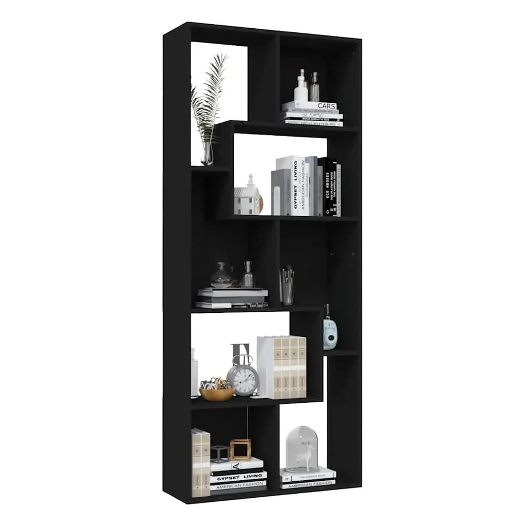 Bookcase Storage Cabinet Engineered Wood 67x24x161cm Black