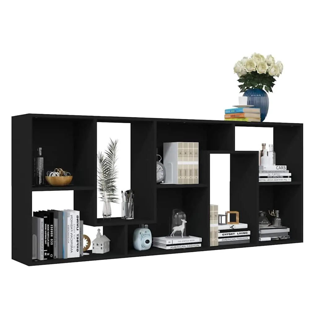 Bookcase Storage Cabinet Engineered Wood 67x24x161cm Black