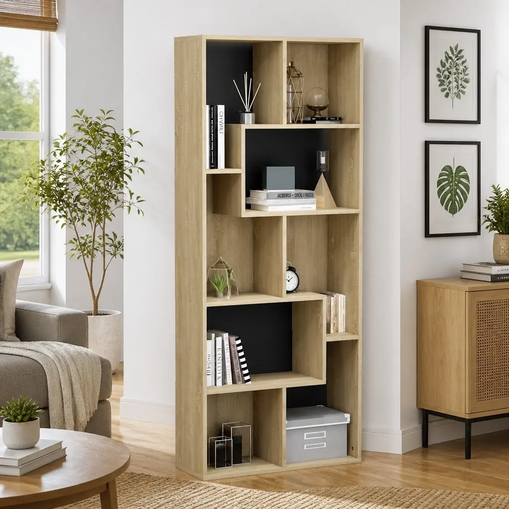 Book Cabinet Storage Unit Engineered Wood 67L x 24W x 161H cm Brown Sonoma Oak