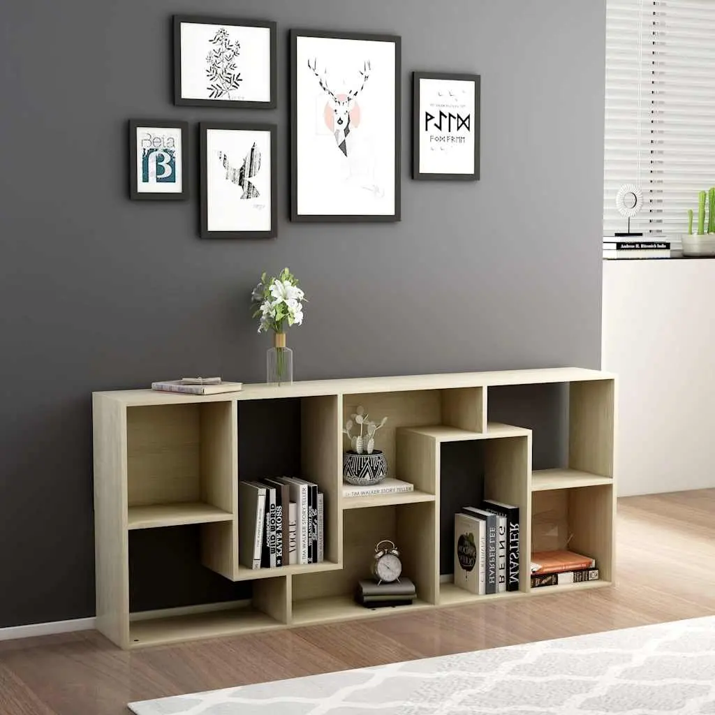 Book Cabinet Storage Unit Engineered Wood 67L x 24W x 161H cm Brown Sonoma Oak