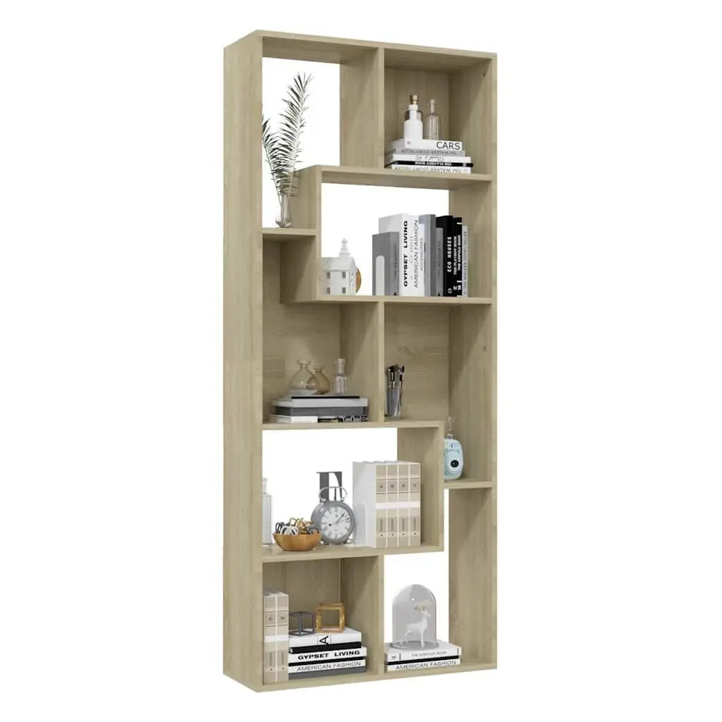 Book Cabinet Storage Unit Engineered Wood 67L x 24W x 161H cm Brown Sonoma Oak