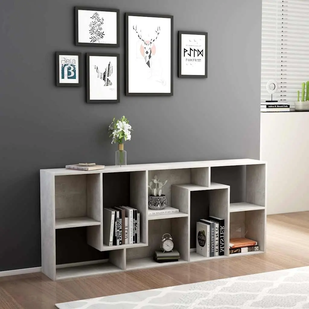 Book Cabinet Grey Engineered Wood Shelving Unit Storage Organizer 67x24x161cm