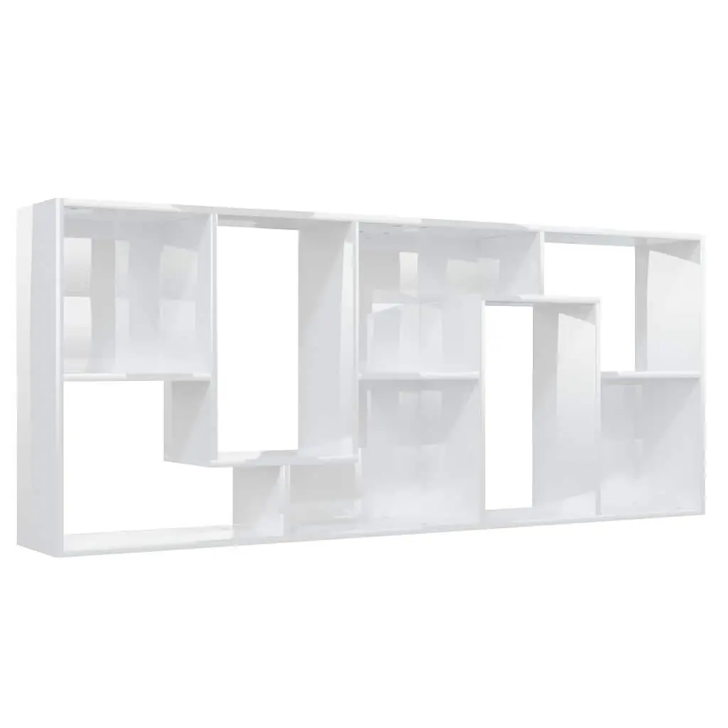 Book Cabinet Storage Shelving Unit High Gloss White Engineered Wood 67x24x161cm